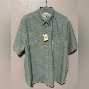 Woolrich Shirt Mens XXL  Green Solid Short Sleeve Causal Pockets